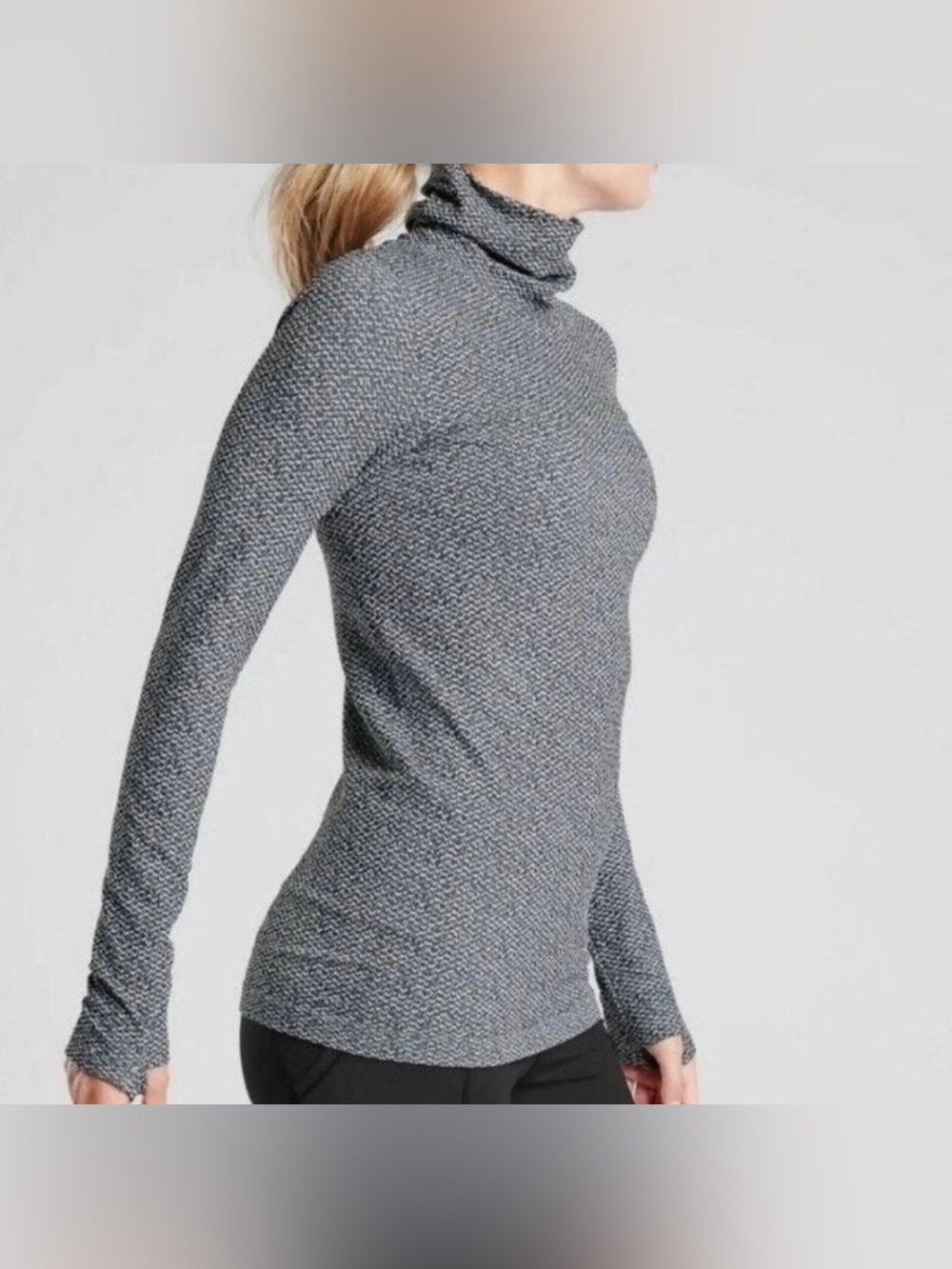 Athleta Flurry Peak Turtleneck Longsleeve Top Grey Pattern Size Small